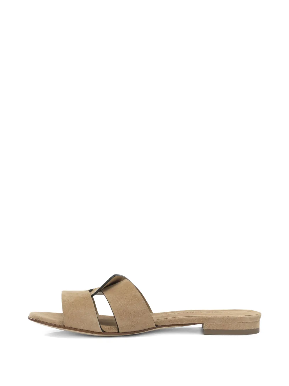 Sergio Levantesi Aria crossover-strap suede slides Beige