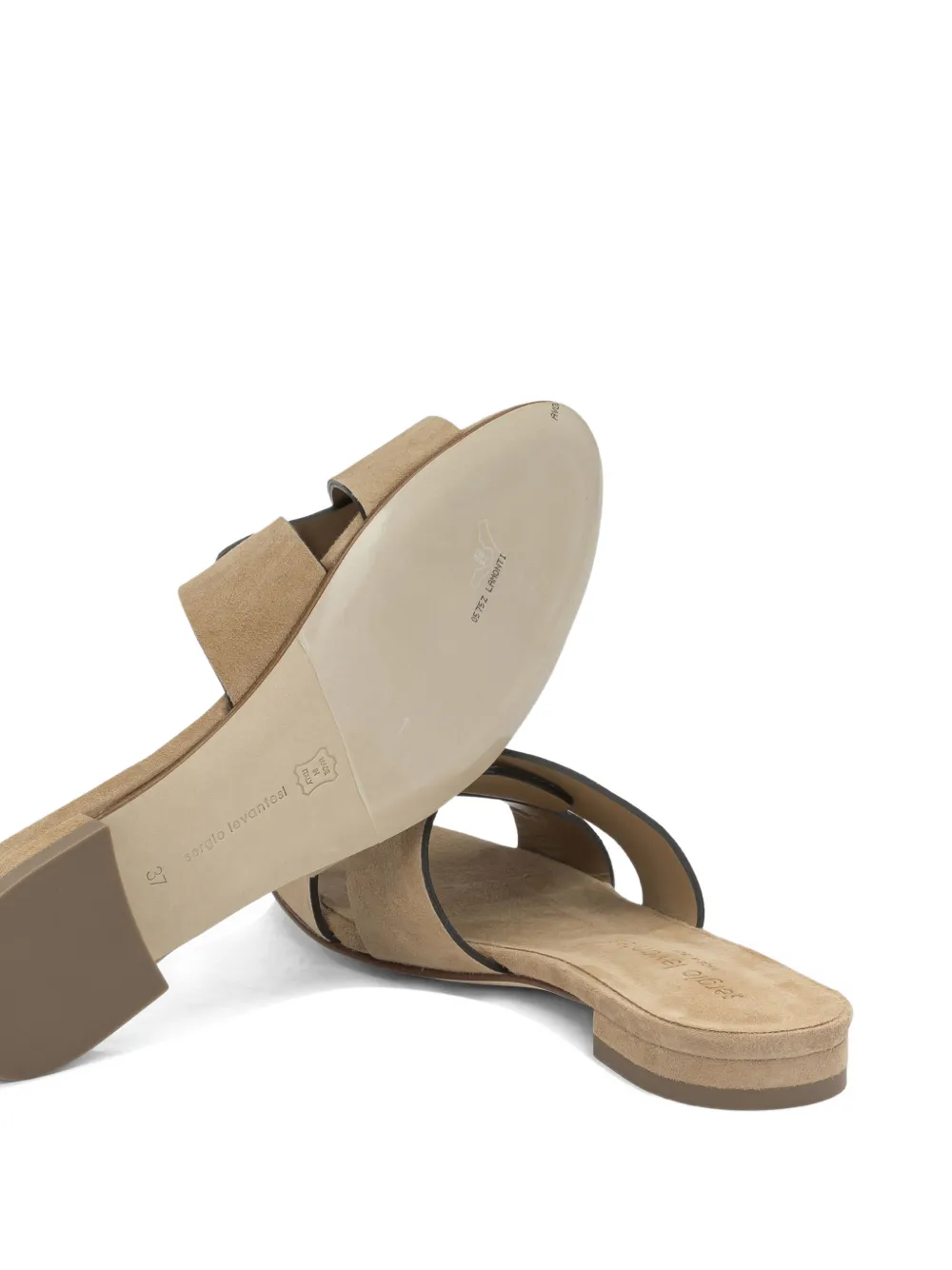 Sergio Levantesi Aria crossover-strap suede slides Beige