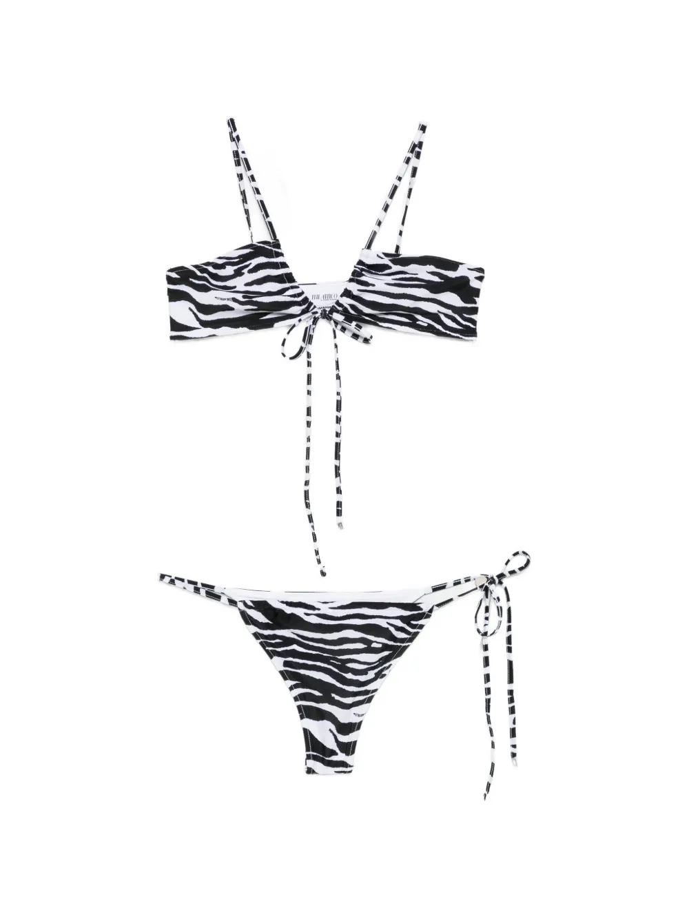 The Attico zebra-print tie-fastening bikini - Bianco