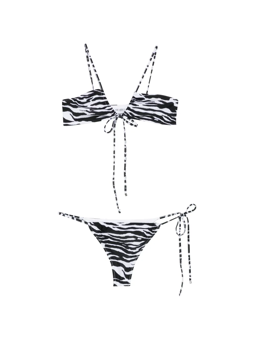 The Attico zebra-print tie-fastening bikini - Weiß