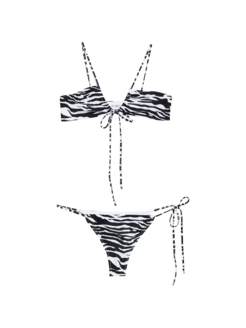 The Attico zebra-print tie-fastening bikini