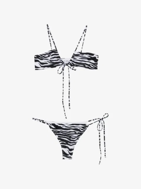 The Attico zebra-print tie-fastening bikini
