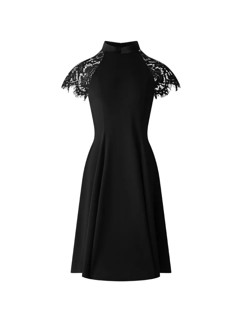 Shanghai Tang Tang lace-sleeves mini dress - Black