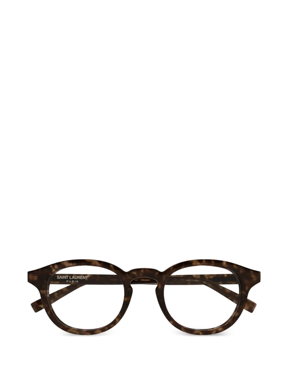 Saint Laurent Eyewear tortoiseshell-effect round-frame glasses - Braun