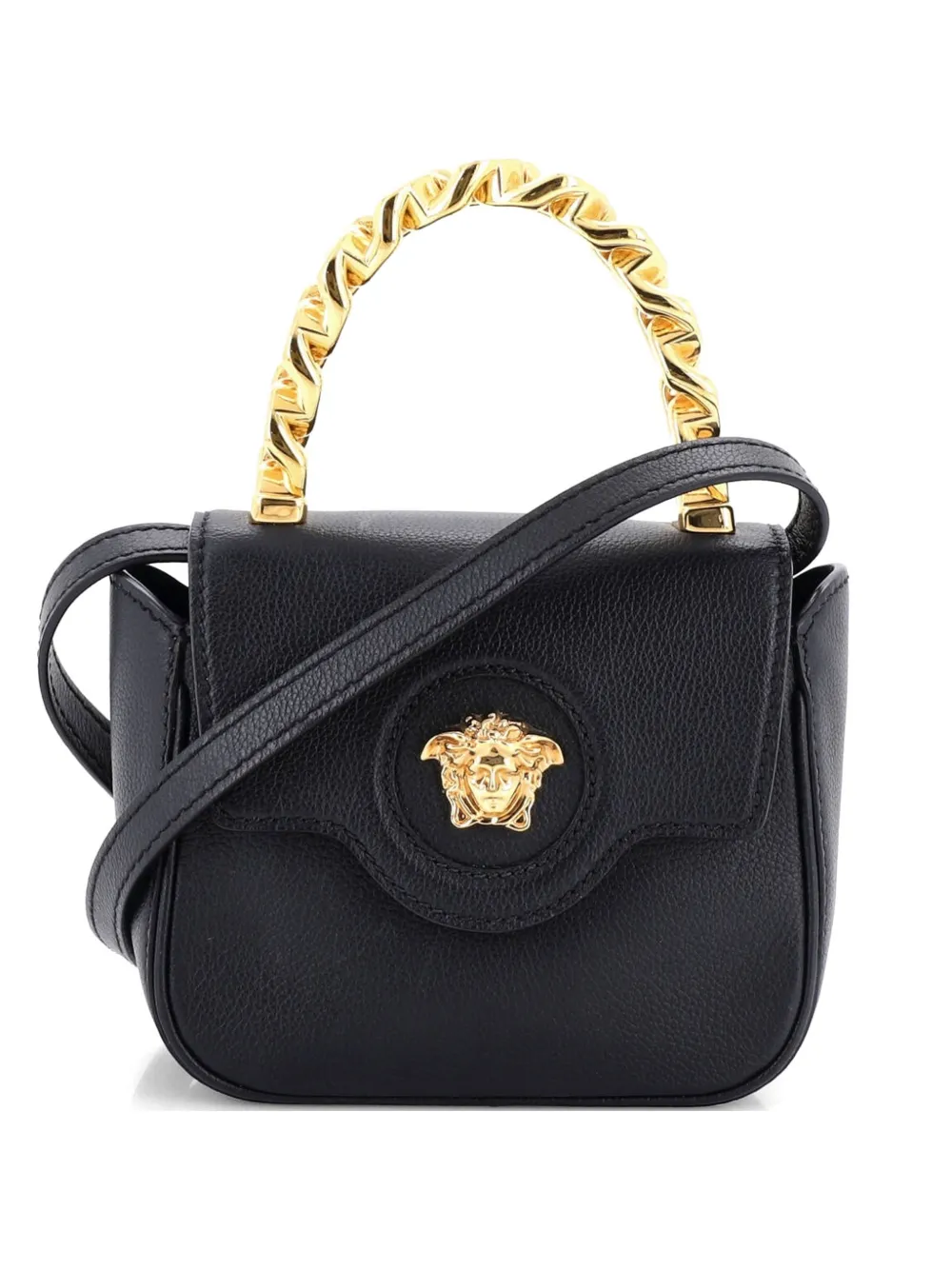 Versace Pre-Owned La Medusa Chain Top Handle Bag Leather Small satchel - Nero