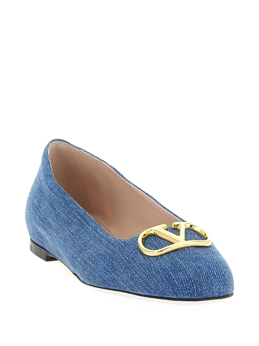 Valentino Garavani VLogo Signature denim ballet flats Blauw