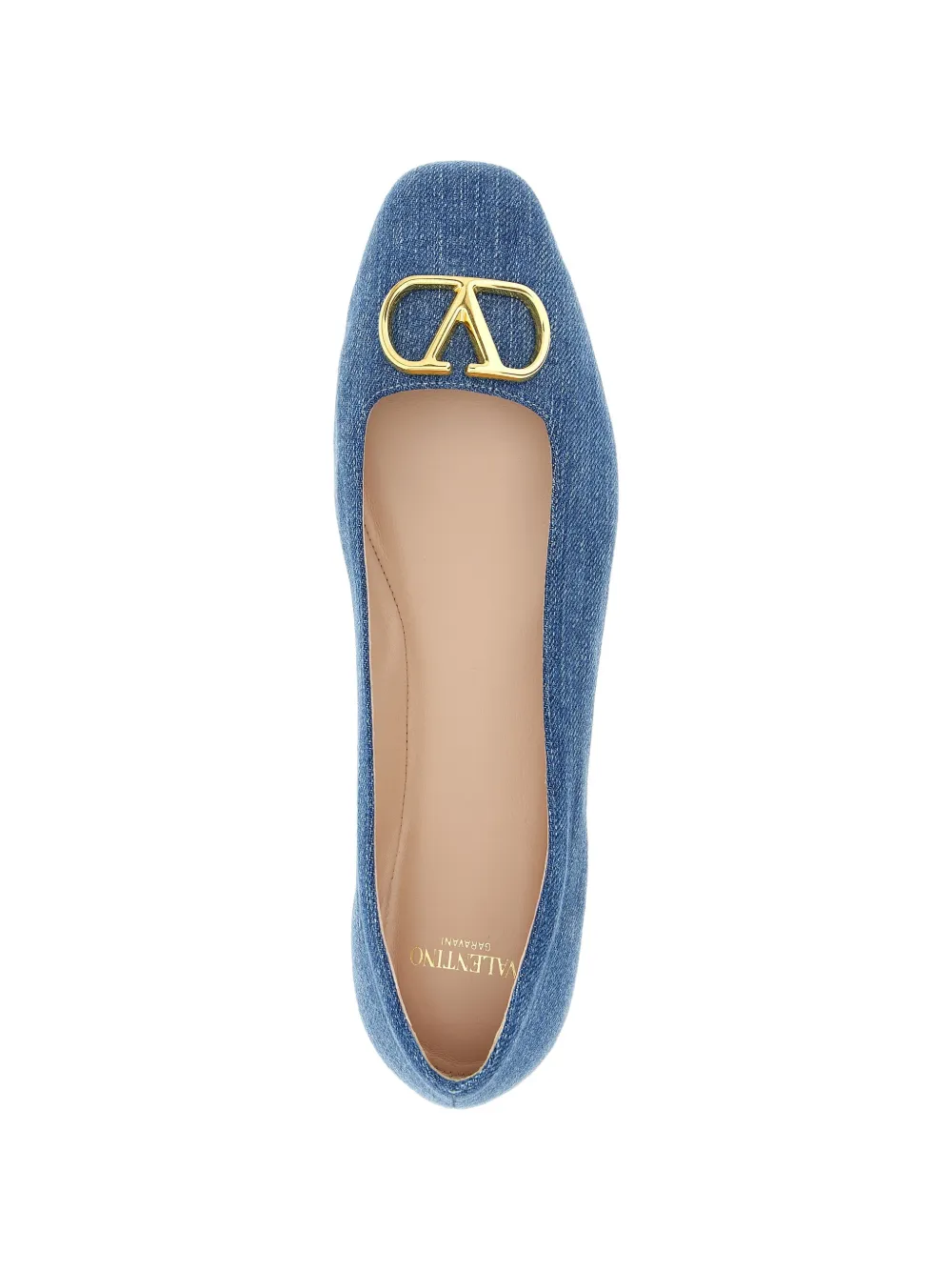Valentino Garavani VLogo Signature denim ballet flats Blauw