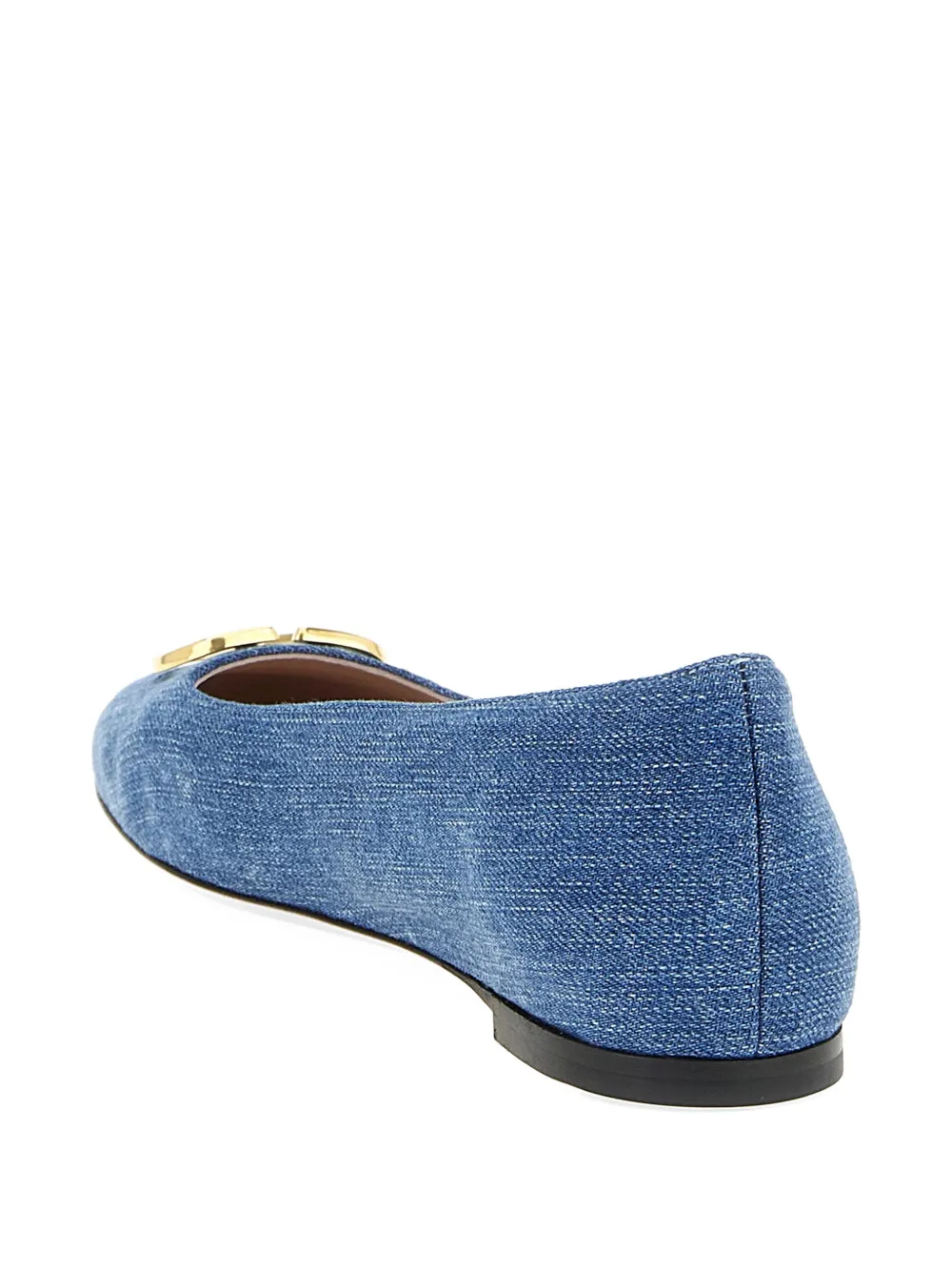 Valentino Garavani VLogo Signature denim ballet flats Blauw