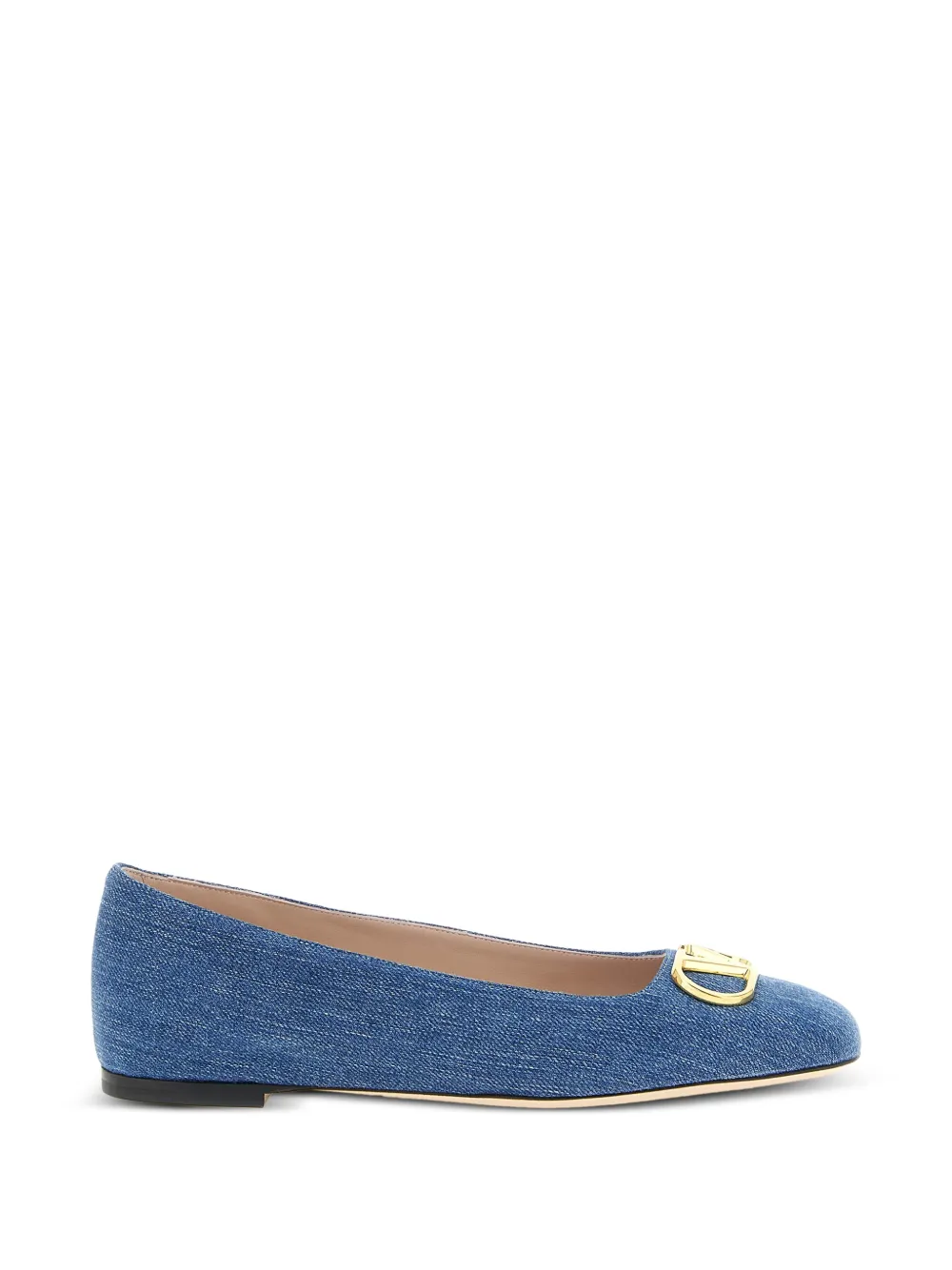 Valentino Garavani VLogo Signature denim ballet flats - Blau