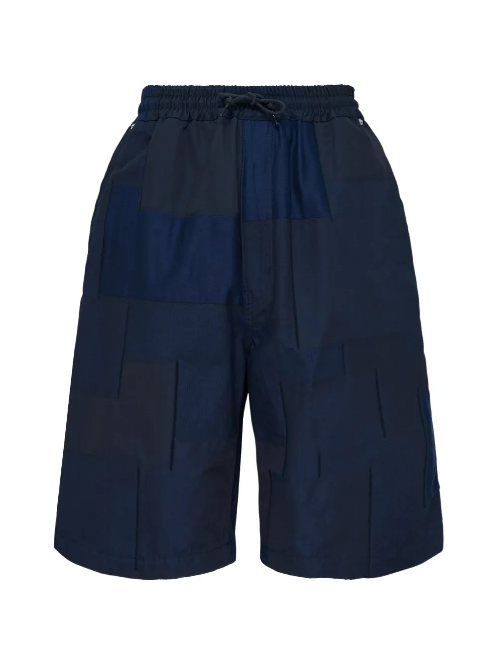 Comme des Garçons Homme drawstring-detail patchwork cotton shorts - Blu