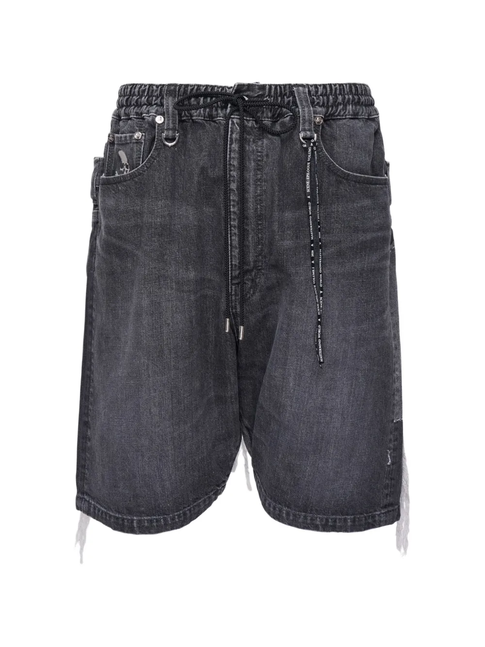 Mastermind Japan distressed drawstring denim shorts - Schwarz