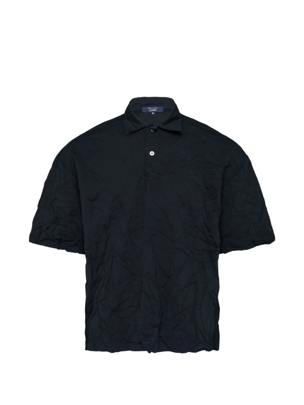 Comme des Garçons Homme crinkled-finish polo shirt - Nero