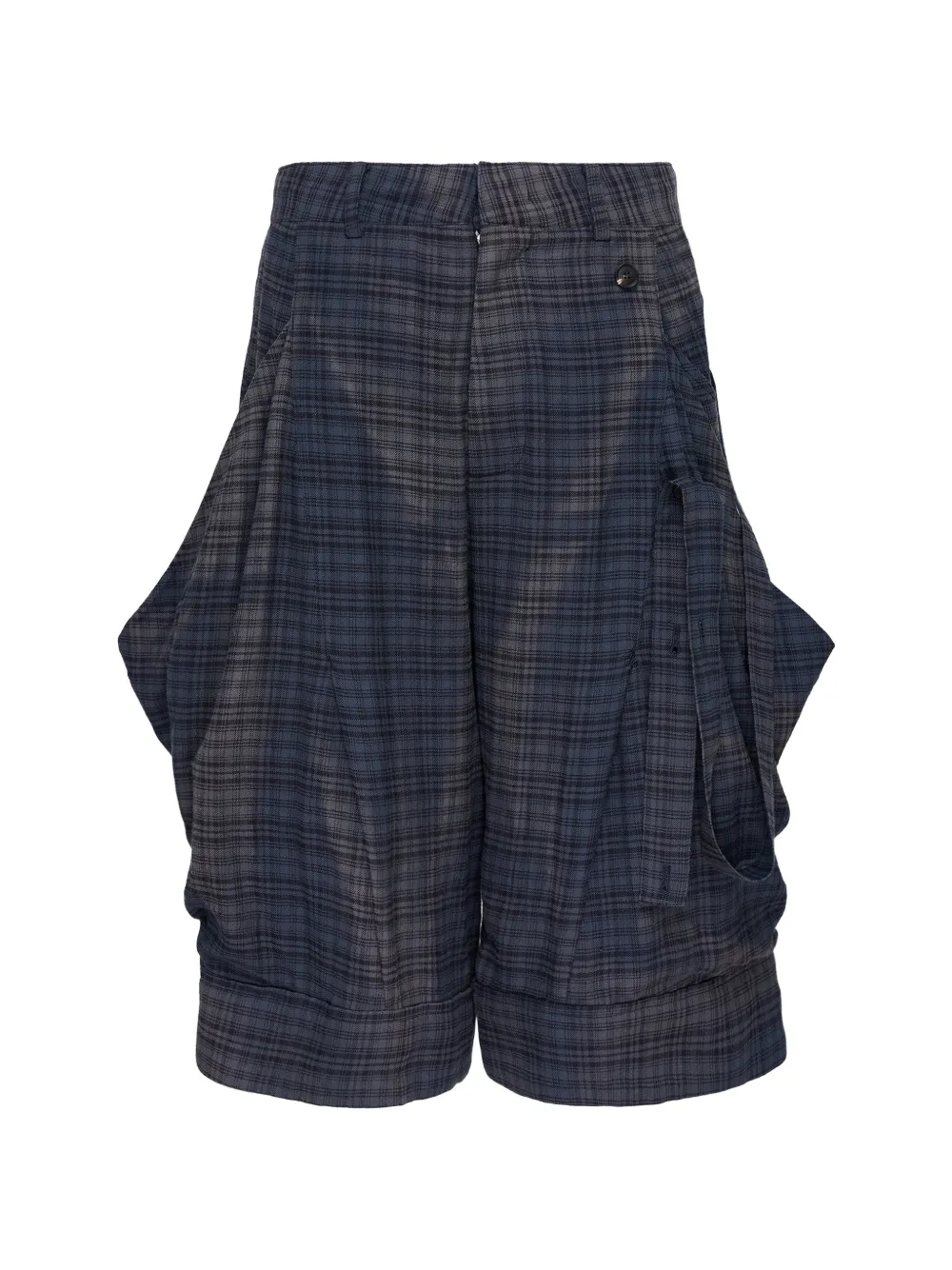 JiyongKim sun-bleached layered-strap cotton shorts - Blue