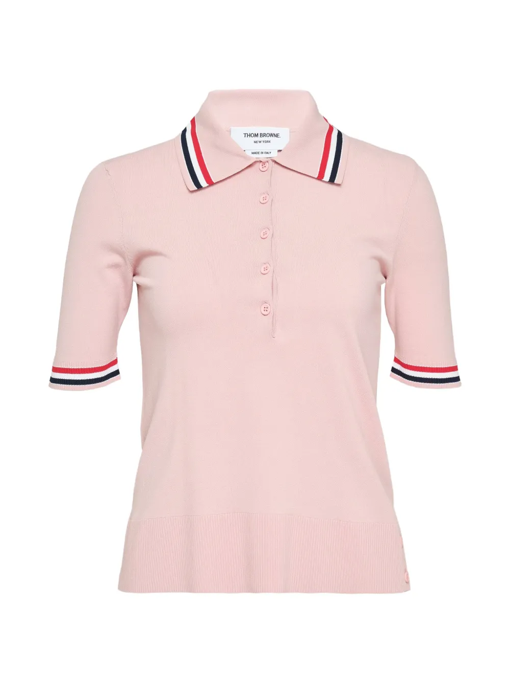 Thom Browne Exclusive stripe-trims polo shirt - Rosa