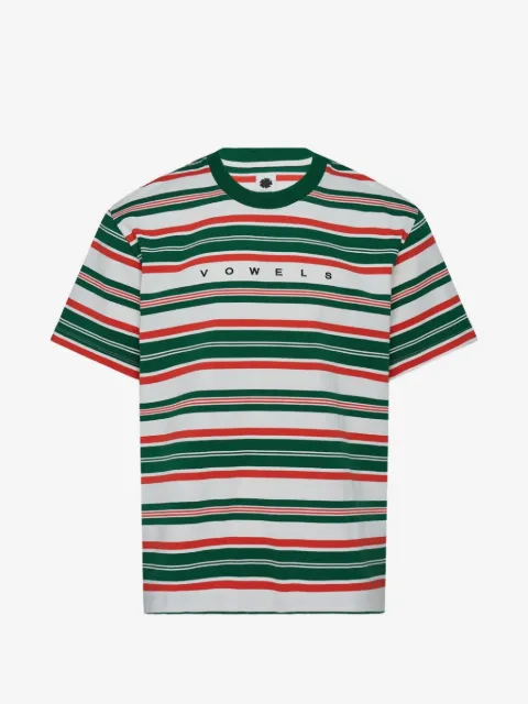 Vowels striped logo-detail T-shirt