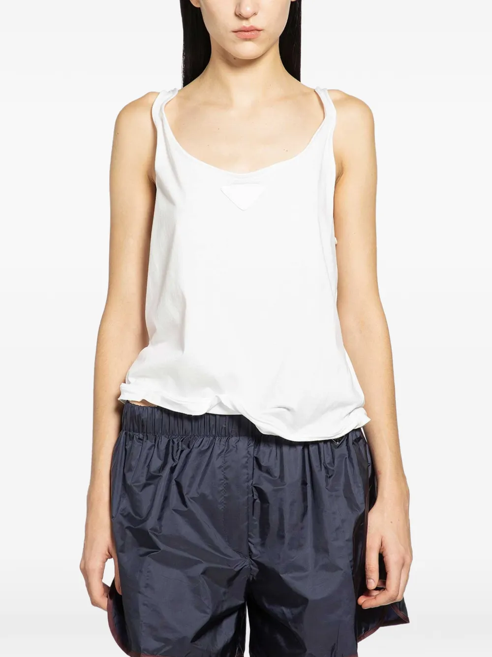 Prada logo-patch tank top - Bianco