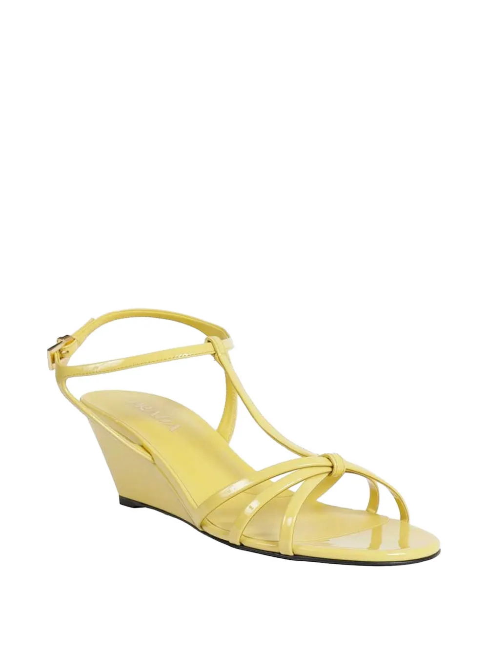 Prada leather wedge-heel sandals Geel