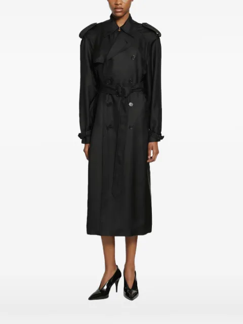 Saint Laurent gabardina de seda con doble botonadura