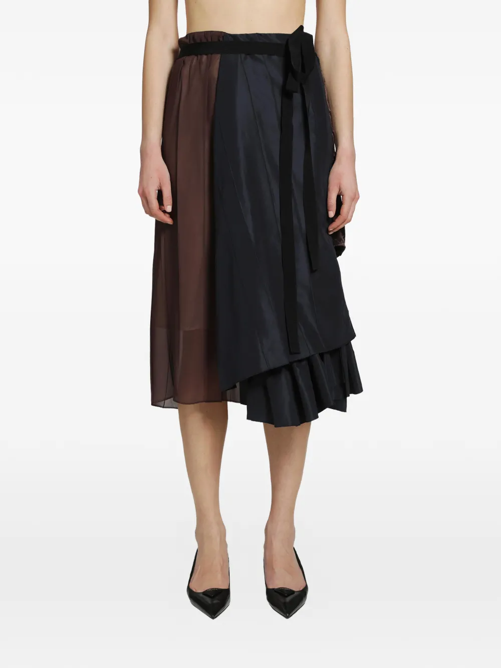 Prada faille patchwork midi skirt - Blu