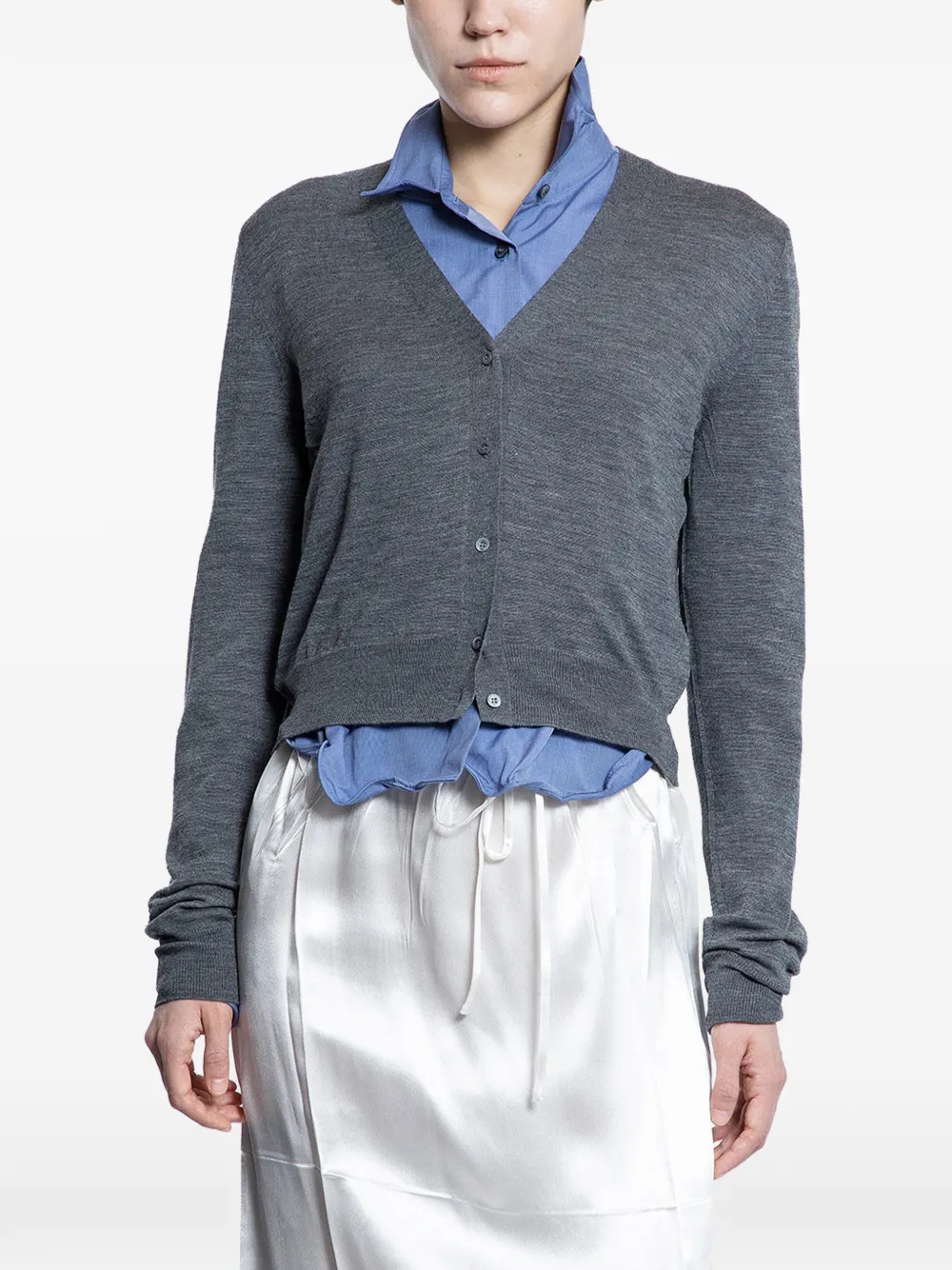 Prada fine-knit wool cardigan - Grigio
