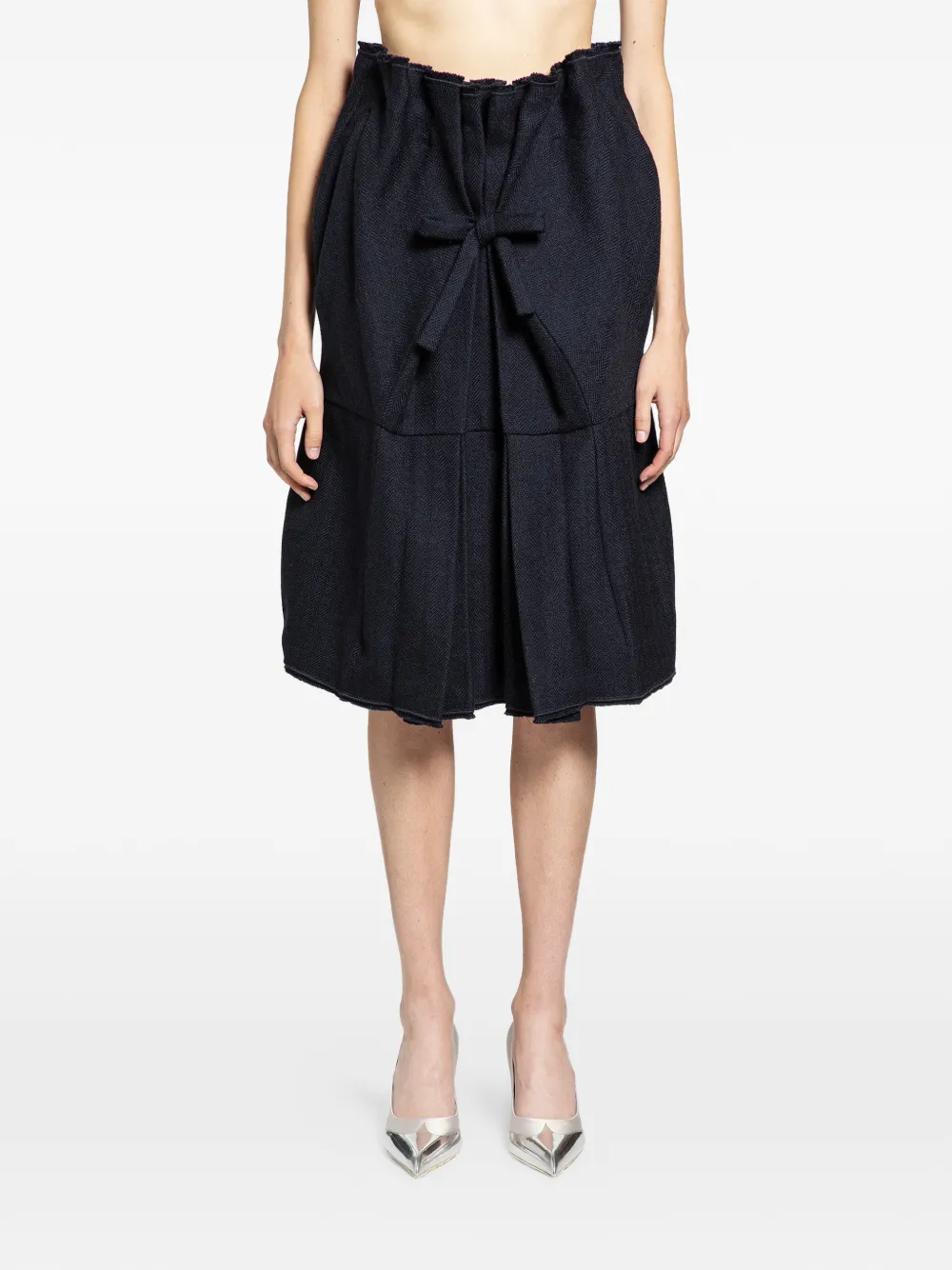 Prada chevron-knit bow-detail skirt - Blu