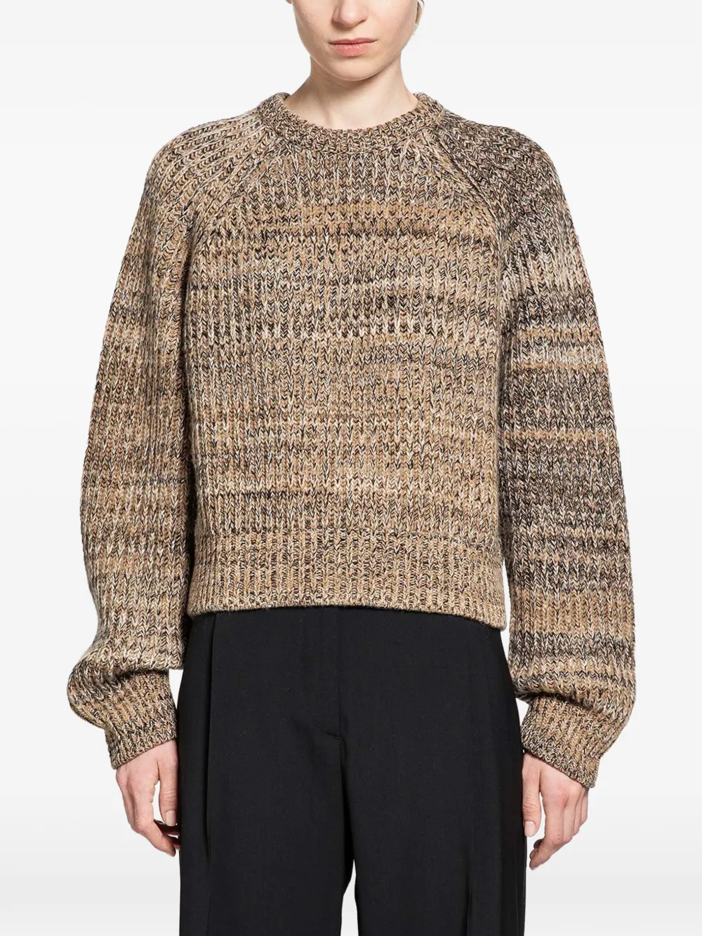 Prada ribbed-knit raglan-sleeve sweater - Nude