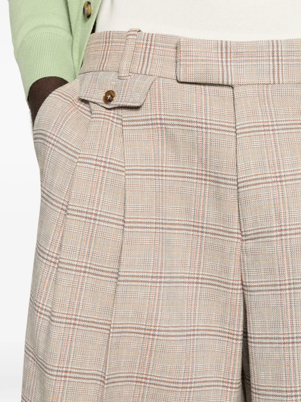 Drôle De Monsieur Shorts met geruit patroon en plooien Beige