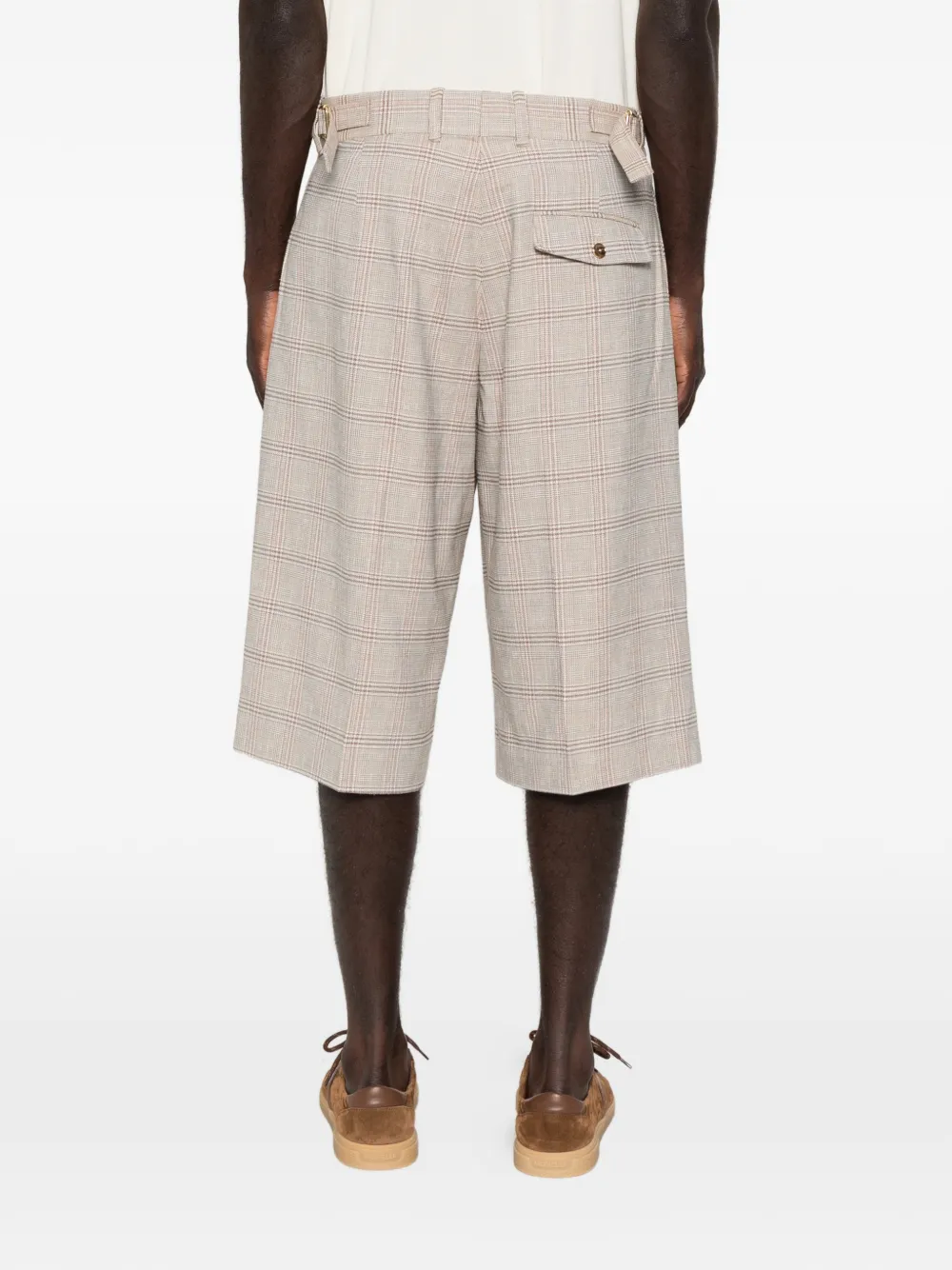 Drôle De Monsieur Shorts met geruit patroon en plooien Beige