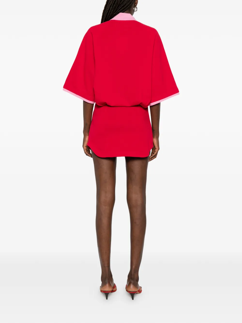 The Attico mini-jurk met contrasterende kraag en geborduurd logo Rood
