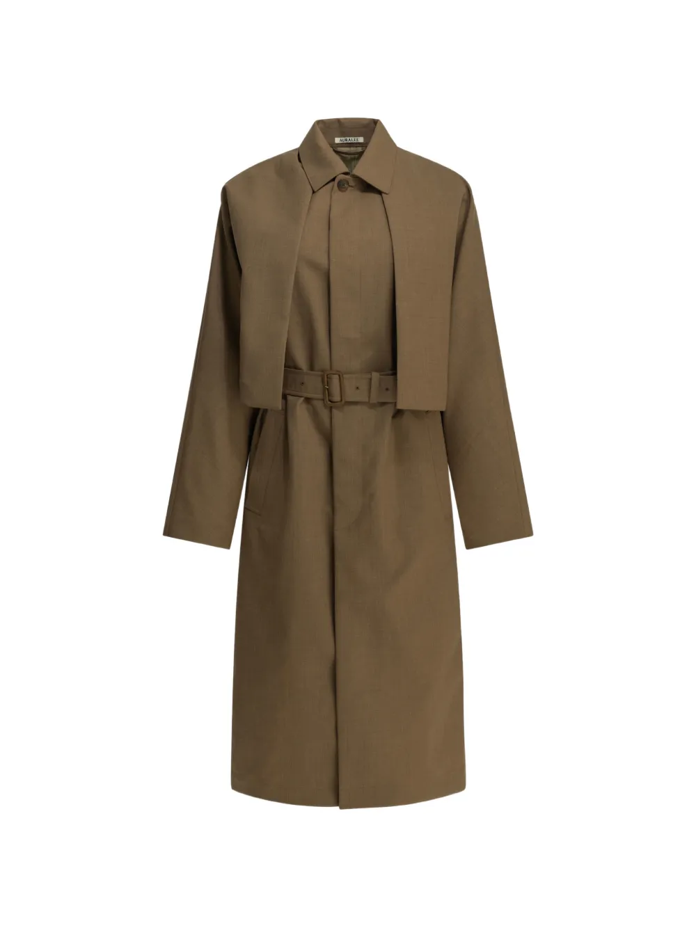 Auralee belted layered coat - Marrone