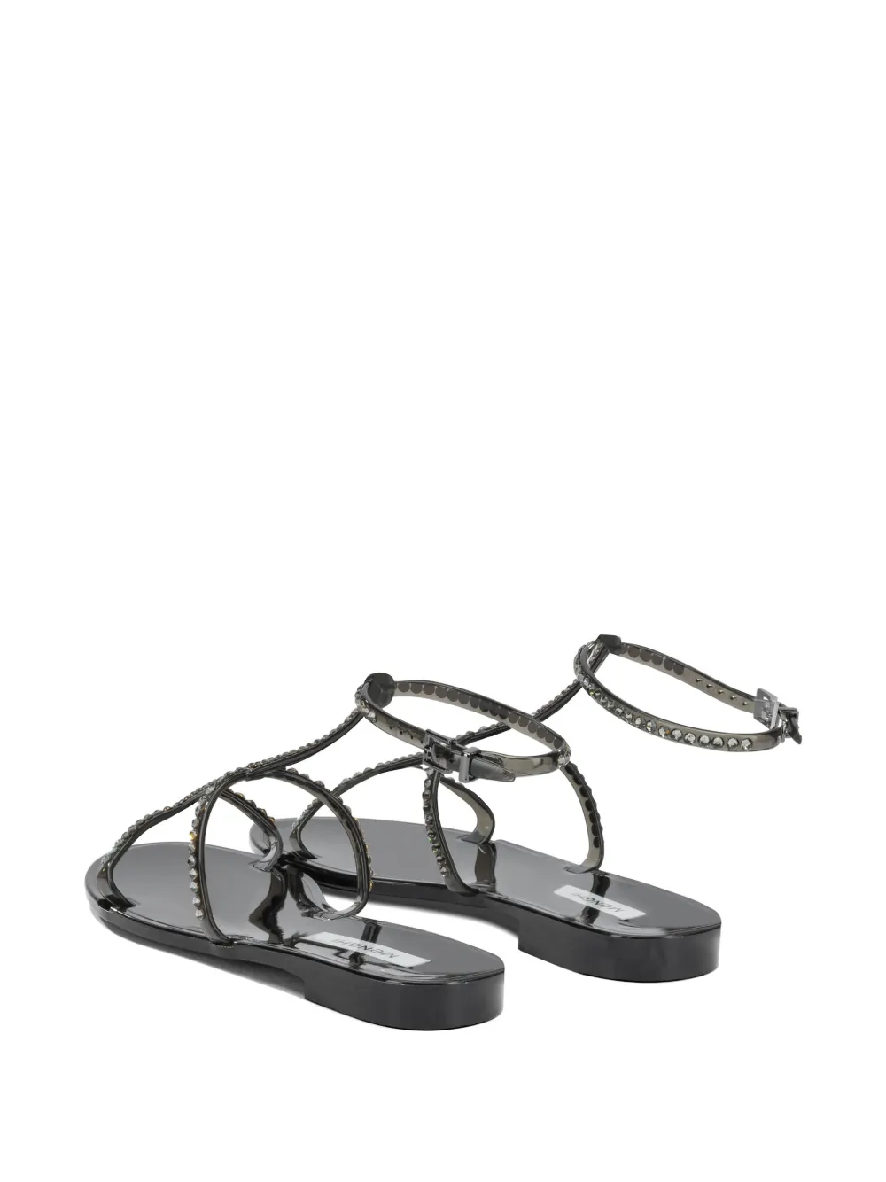 MENGHI Sandalen verfraaid met kristallen en gekooid bandje Zwart