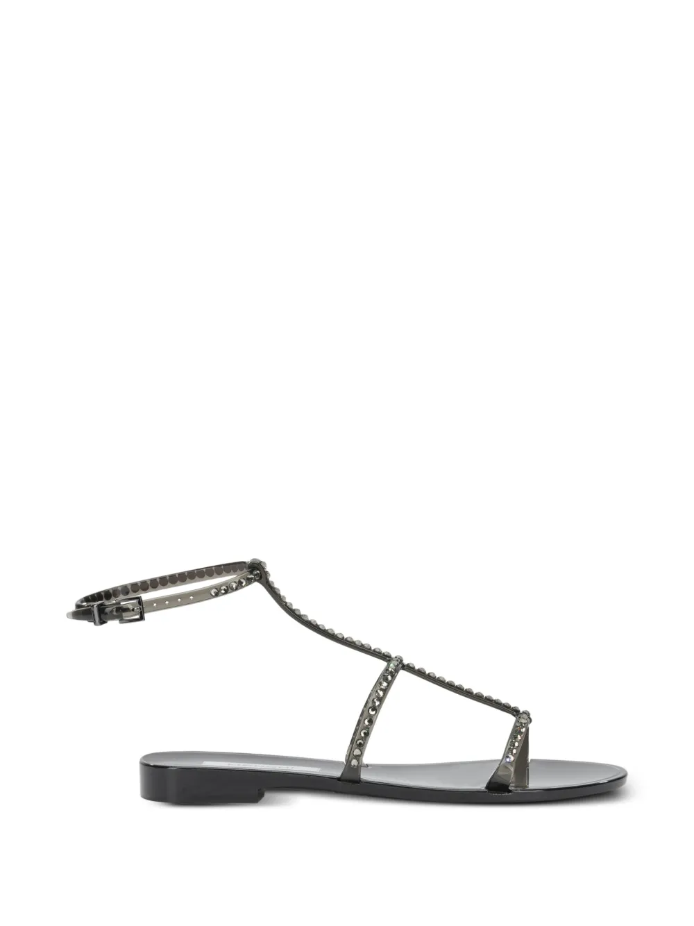 MENGHI Sandalen verfraaid met kristallen en gekooid bandje Zwart