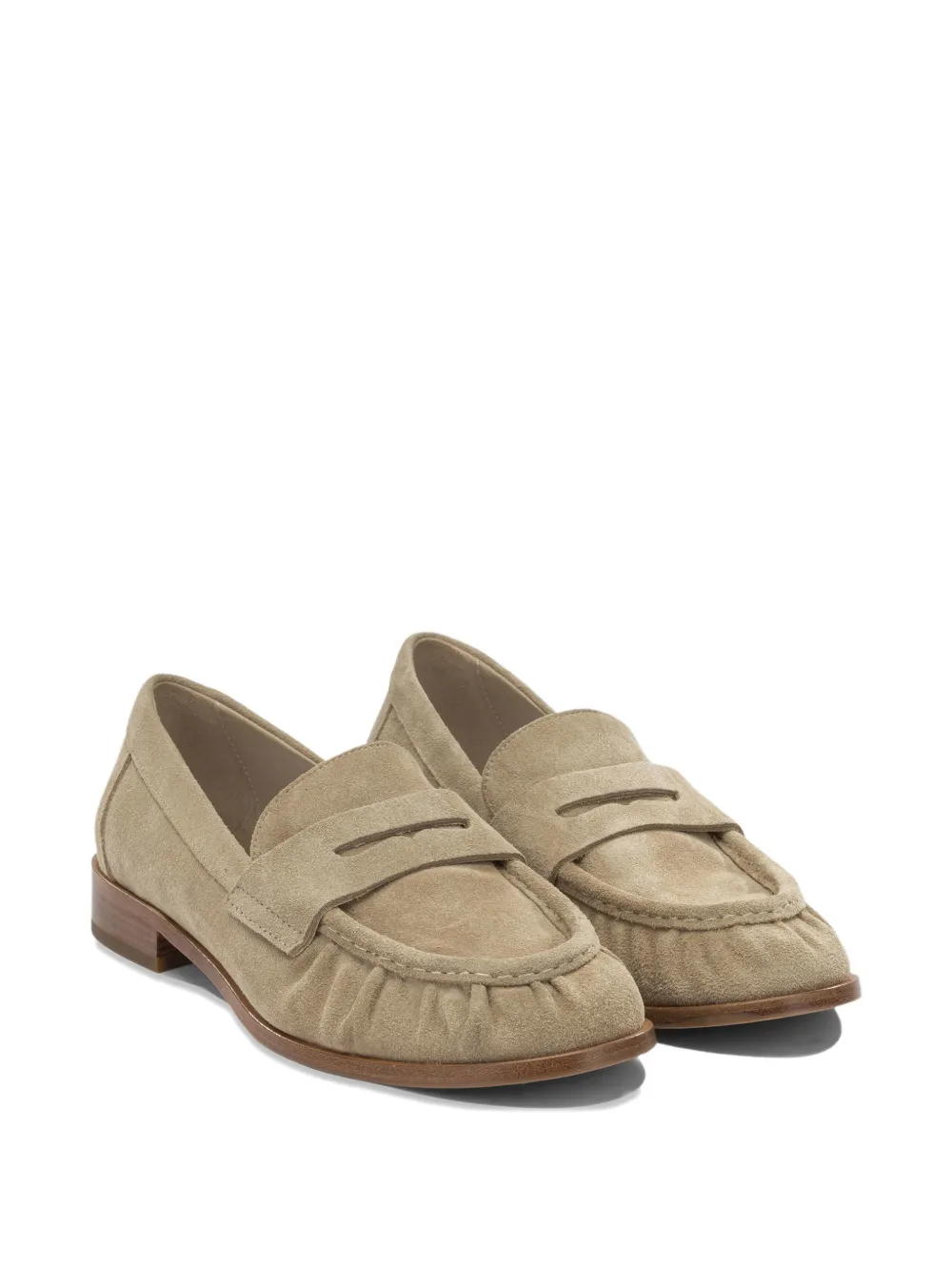 strategia shoes Georgie ruched suede loafers Beige