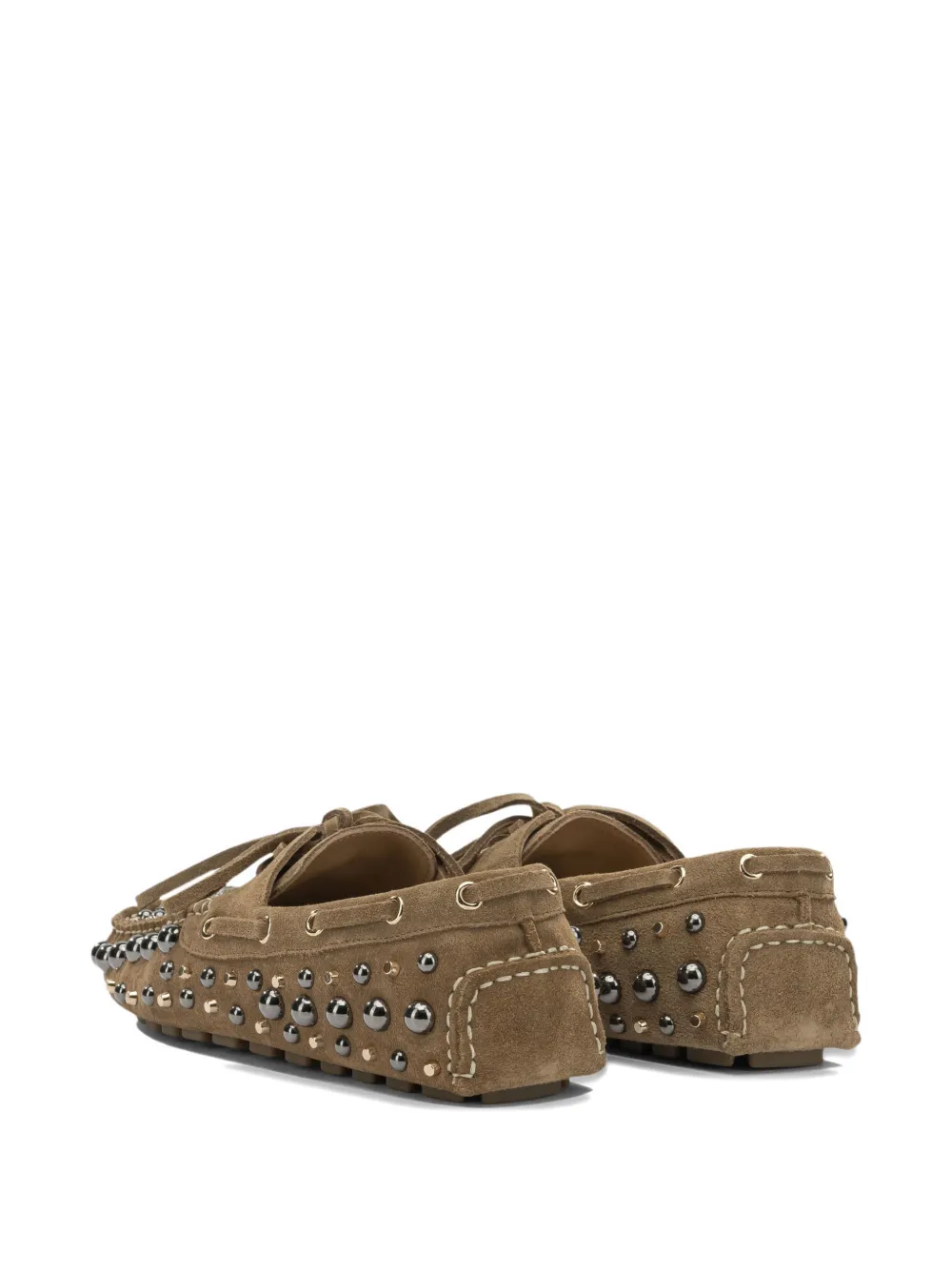 strategia shoes stud-embellished suede boat shoes Beige