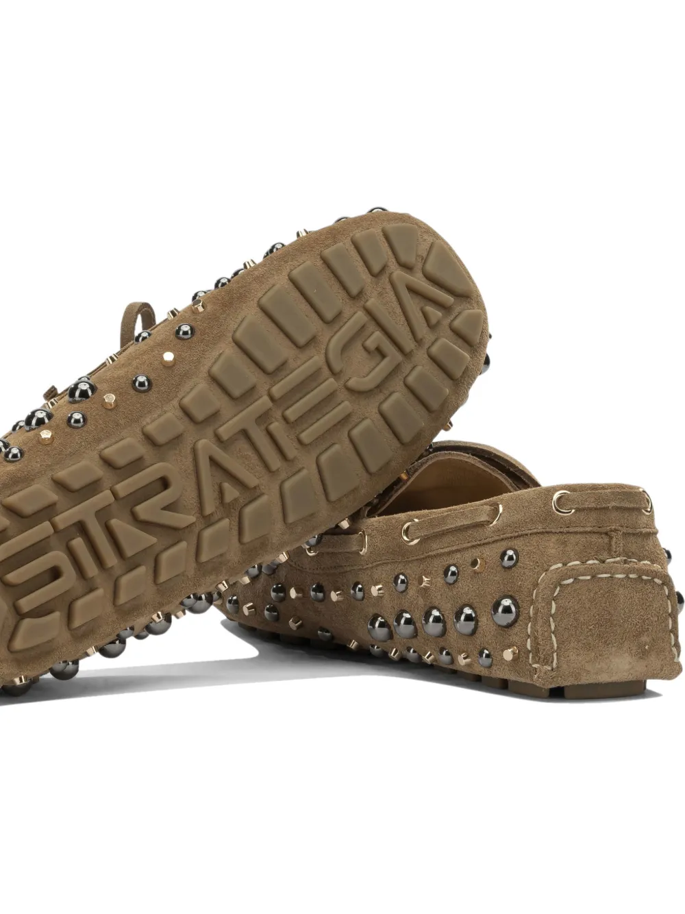 strategia shoes stud-embellished suede boat shoes Beige
