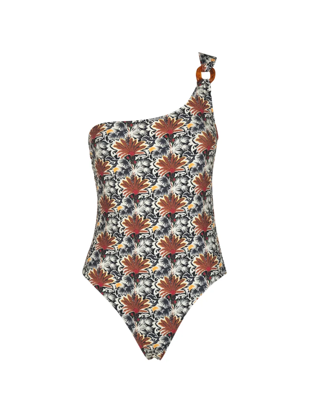 Anjuna floral-print one-shoulder swimsuit - Nude