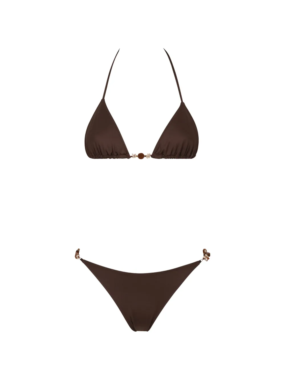Anjuna bead-embellished triangle bikini - Marrone