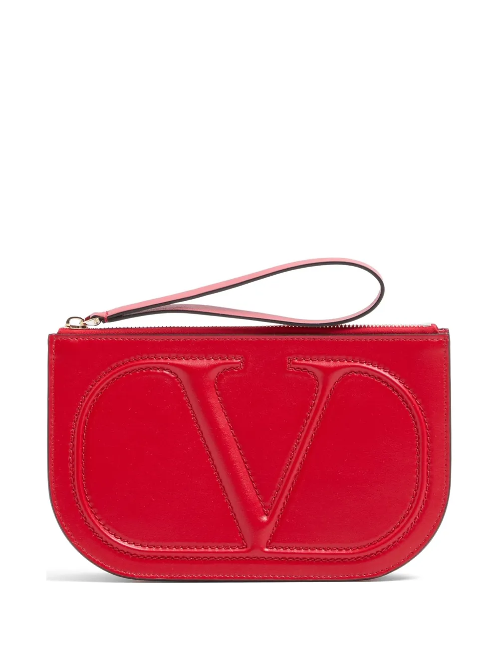 Valentino Garavani VLogo Walk calfskin pouch - Rosso