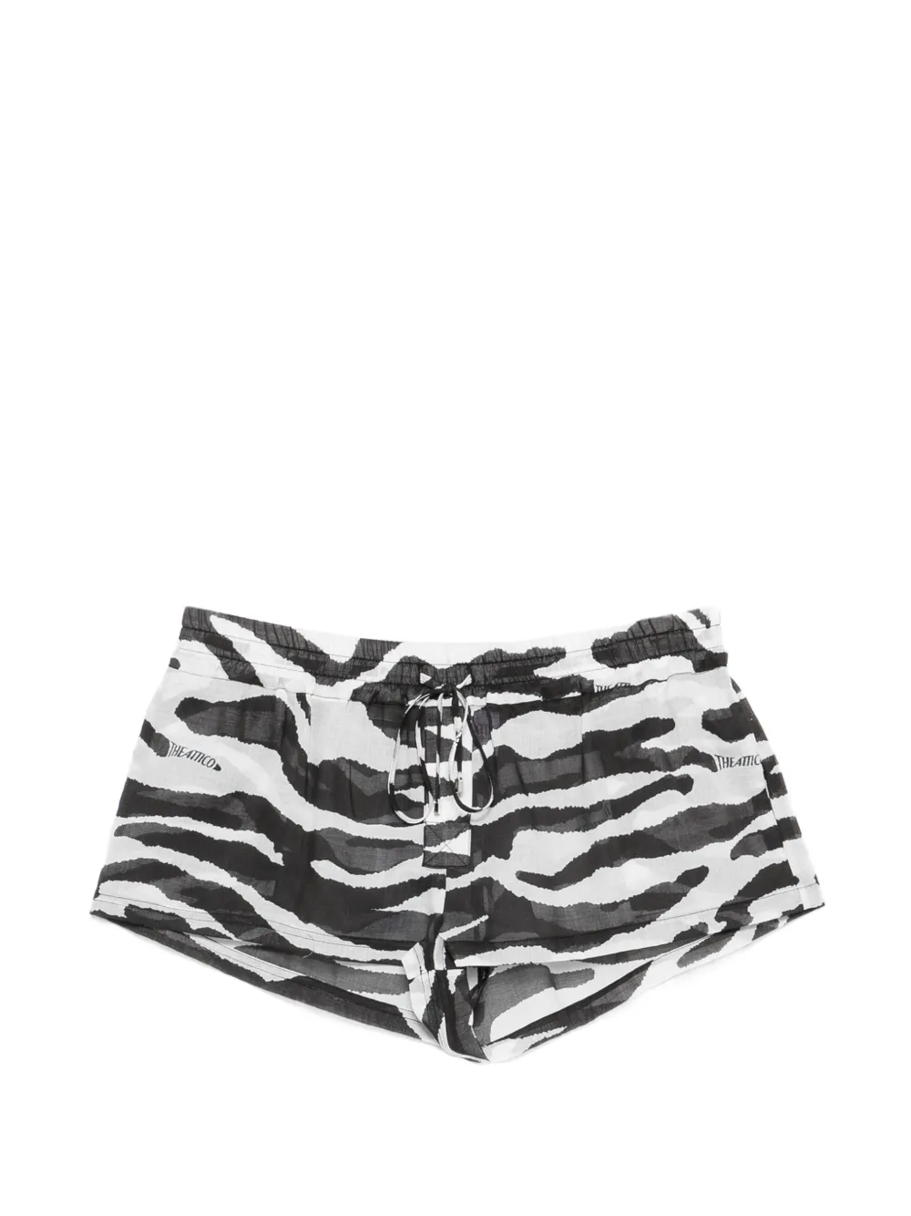 The Attico zebra-pattern drawstring shorts - Bianco