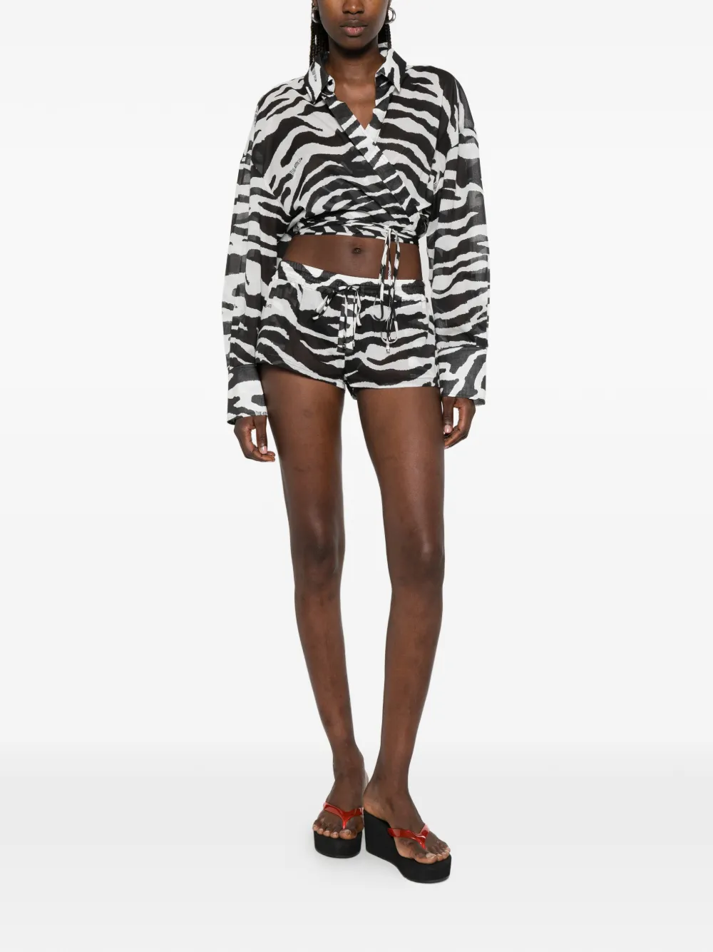 The Attico Blouse met zebraprint Wit