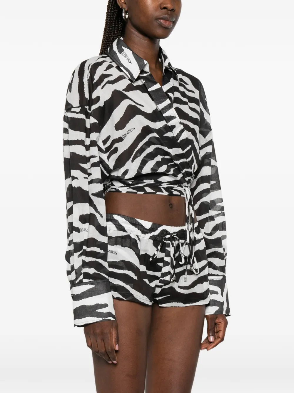 The Attico Blouse met zebraprint Wit