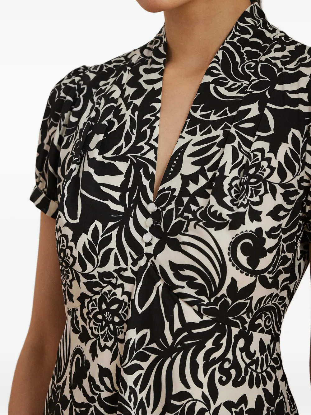 Lauren Ralph Lauren Mini-jurk met bloemenprint en korte mouwen Zwart