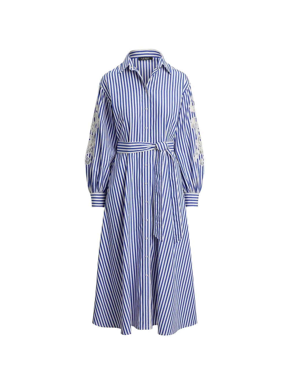 Lauren Ralph Lauren striped lace-embroidered dress - Blu