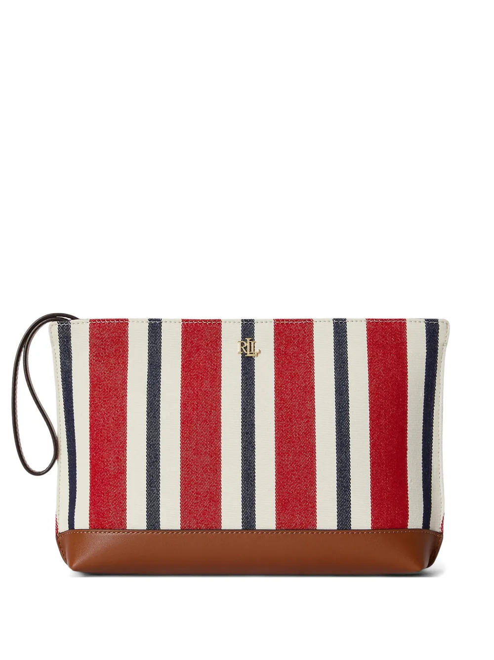Lauren Ralph Lauren striped canvas clutch bag - Rosso
