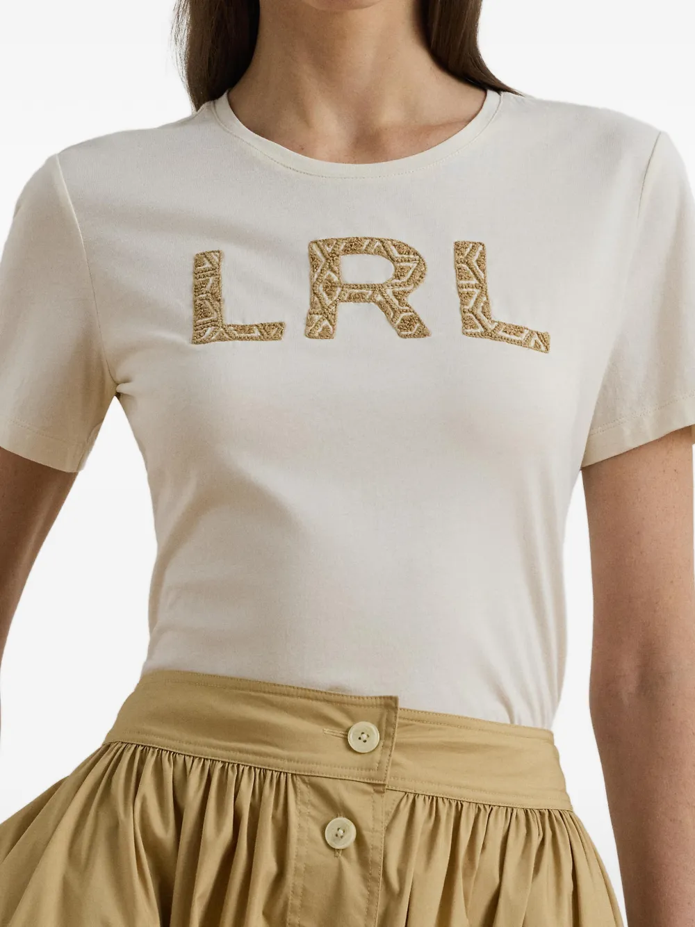 Lauren Ralph Lauren LRL T-shirt met geborduurd logo Beige