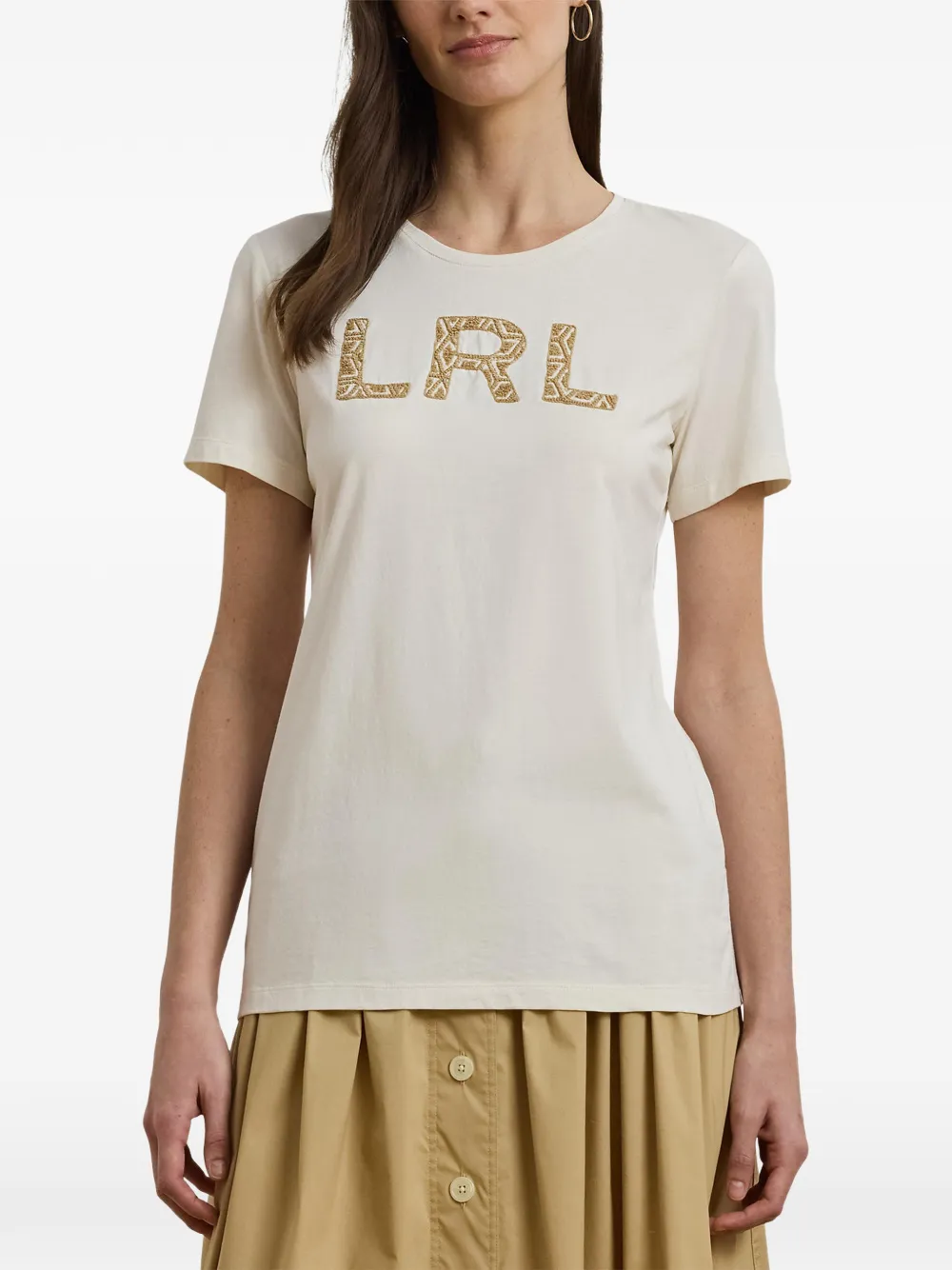Lauren Ralph Lauren LRL logo-embroidered T-shirt - Nude