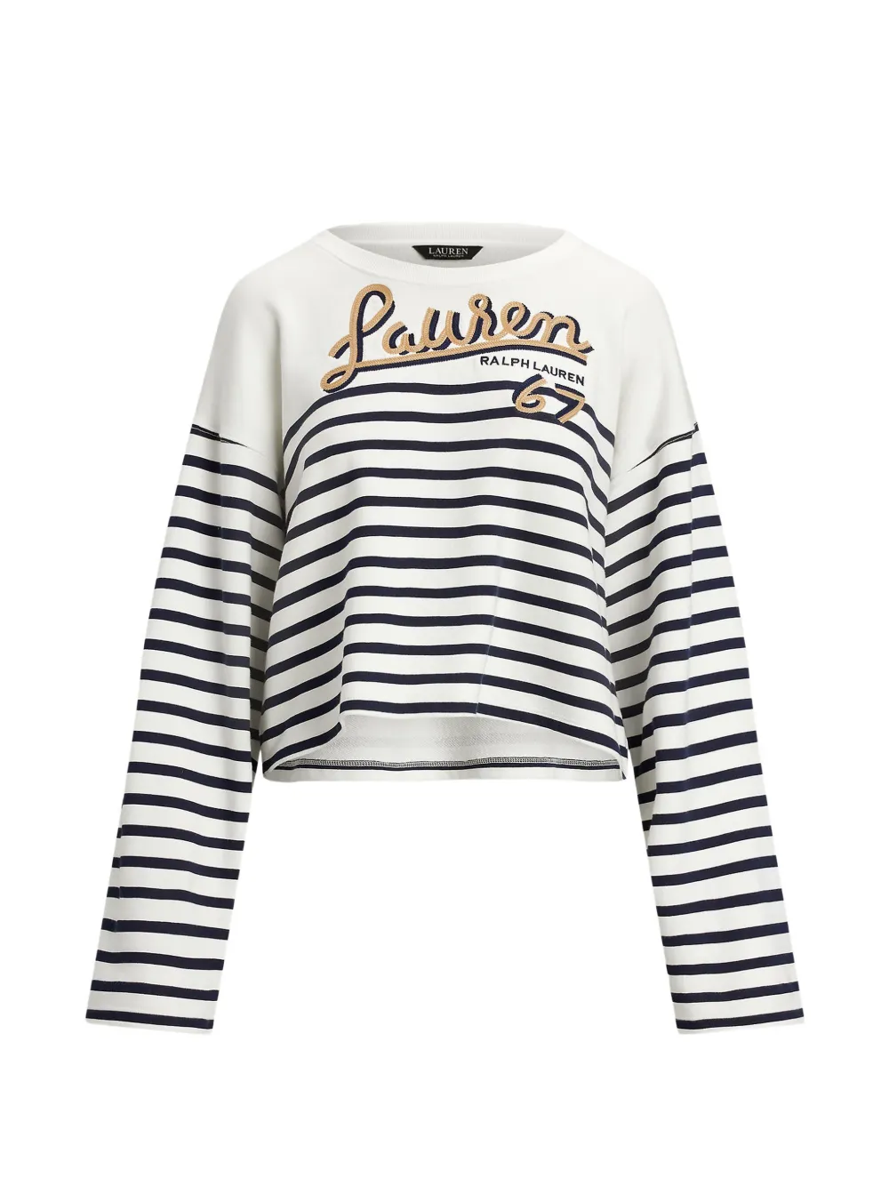 Lauren Ralph Lauren striped logo-embroidered top - Bianco