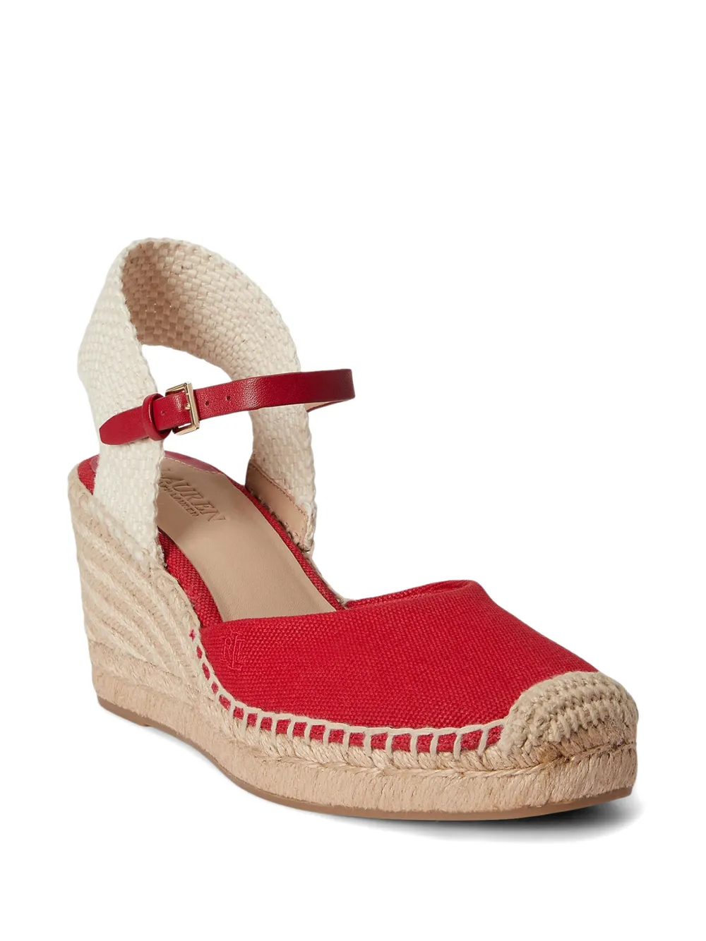 Lauren Ralph Lauren Robby espadrilles met sleehak en gespsluiting Rood