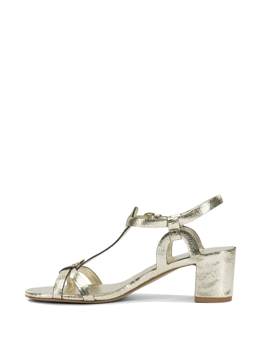 Del Carlo crackled-leather T-bar sandals Goud
