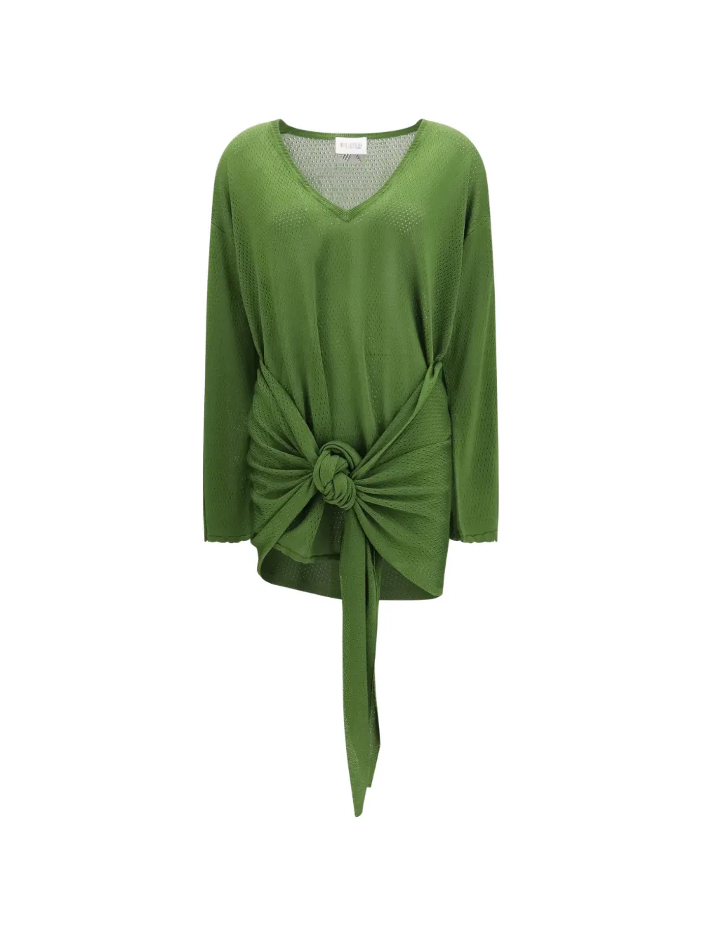 The Attico knot-detail V-neck mini dress - Grün